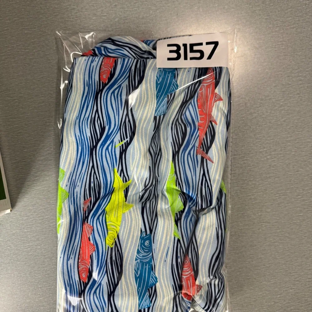 Vineyard Vines Mens 33 Board Shorts Blue Fish‎ Wave Print Swim Trunks Nautical